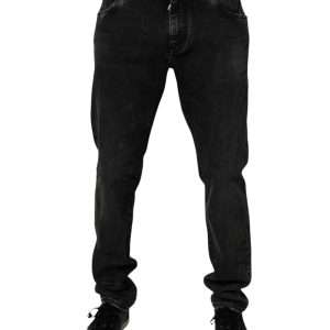 Black Cotton Stretch Men Skinny Denim Jeans