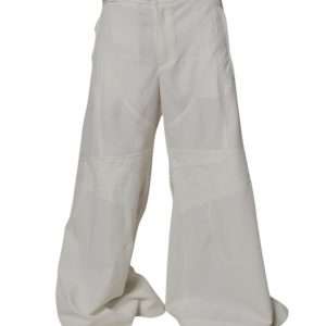 White Mid Waist Wide Leg Pants