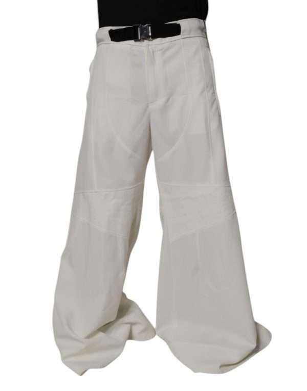 White Mid Waist Wide Leg Pants