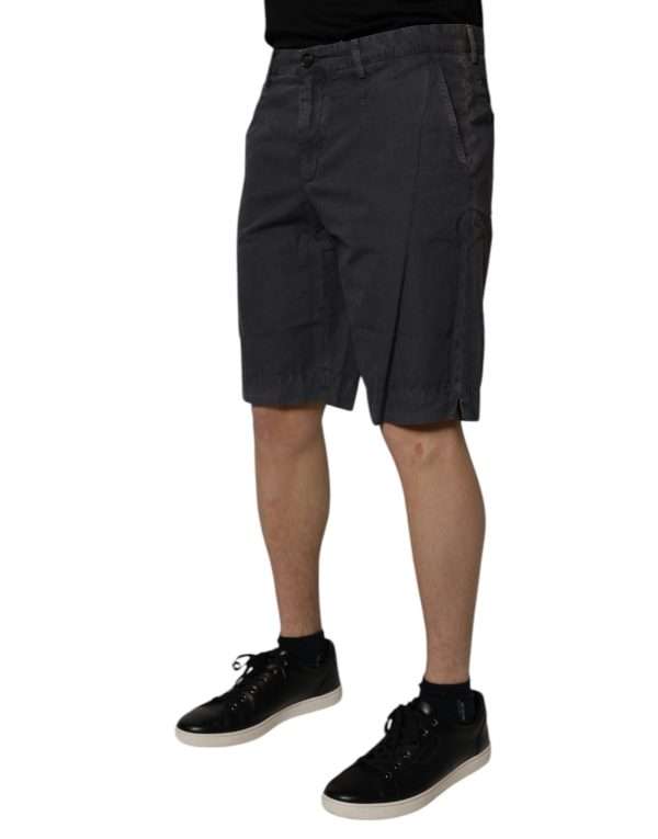 Dark Gray Cotton Mid Waist Men Bermuda Shorts - Image 3