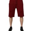 Maroon Rip Style Bermuda Sweatshorts Shorts - Image 2