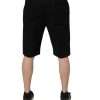 Black Cotton Stretch Mid Waist Bermuda Shorts - Image 4