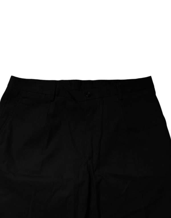 Black Cotton Stretch Mid Waist Bermuda Shorts - Image 5