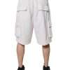 White Cotton Cargo Bermuda Sweatshorts Shorts - Image 4