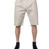 Beige Cotton Stretch Mid Waist Bermuda Shorts - Image 2
