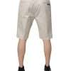 Beige Cotton Stretch Mid Waist Bermuda Shorts - Image 4