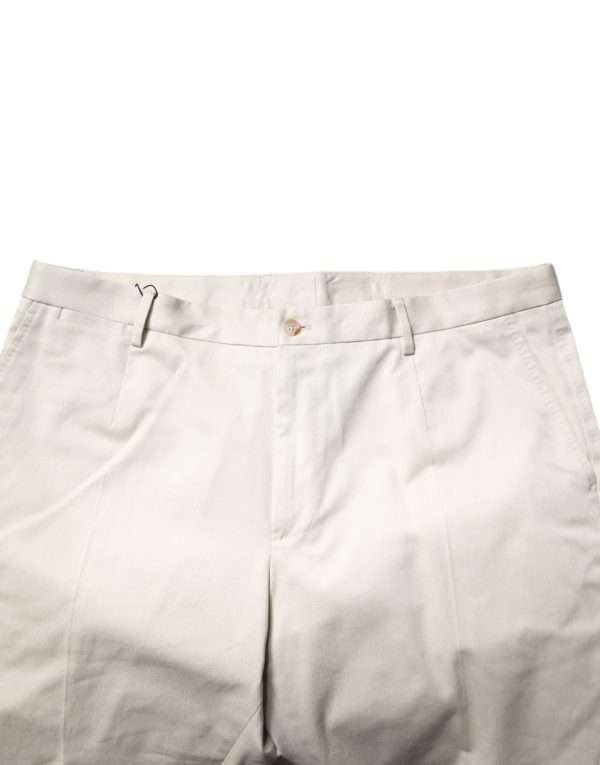 Beige Cotton Stretch Mid Waist Bermuda Shorts - Image 5
