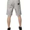 Light Gray Tattered Men Denim Bermuda Shorts - Image 4