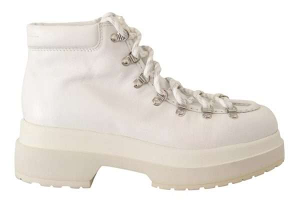 White Leather Lace Up Sneakers Shoes