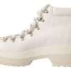 White Leather Lace Up Sneakers Shoes - Image 3