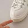 White Leather Lace Up Sneakers Shoes - Image 4