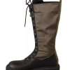 Black Green High Combat Boots Lace Up Military Shoes - Image 3