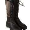 Black Green High Combat Boots Lace Up Military Shoes - Image 6