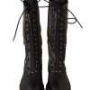 Black Green High Combat Boots Lace Up Military Shoes - Image 7