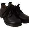Black Leather Low Top Lace Up Women Oxford Shoes - Image 4