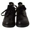 Black Leather Low Top Lace Up Women Oxford Shoes - Image 6