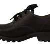 Black Leather Low Top Lace Up Women Oxford Shoes - Image 8