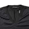 Dark Gray Silk V-neck Short Sleeves T-shirt - Image 6