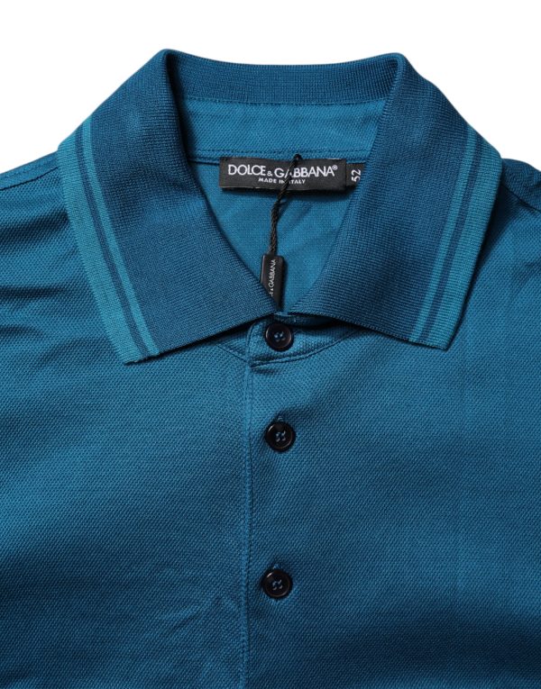Blue Logo Cotton Men Polo Shirt T-shirt - Image 6