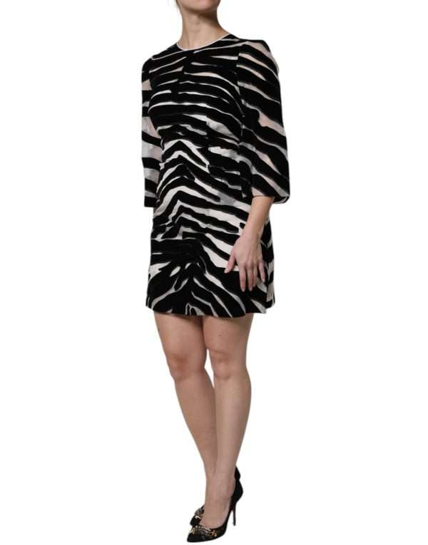 Black White Zebra A-line Sheath Mini Dress - Image 3