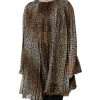 Brown Leopard Print Scarf Collared Chiffon Dress - Image 2