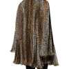 Brown Leopard Print Scarf Collared Chiffon Dress - Image 5