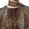 Brown Leopard Print Scarf Collared Chiffon Dress - Image 6