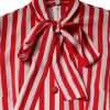 White Red Stripes Long Sleeves Midi Dress - Image 8