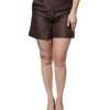 Brown Floral Brocade Mid Waist Mini Short - Image 2