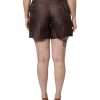 Brown Floral Brocade Mid Waist Mini Short - Image 4