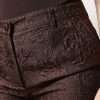 Brown Floral Brocade Mid Waist Mini Short - Image 5