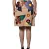 Beige Floral High Waist Pencil Cut Skirt - Image 4