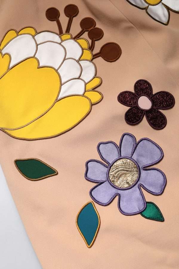 Beige Floral High Waist Pencil Cut Skirt - Image 7