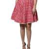 Red White High Waist A-line Above Knee Skirt - Image 2