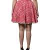 Red White High Waist A-line Above Knee Skirt - Image 4