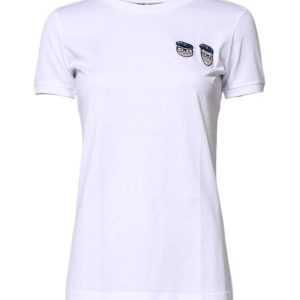 White #DGFamily Cotton Crew Neck T-shirt