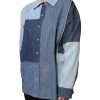 Blue Cotton Button Up Collared Long Sleeve Top - Image 3