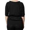 Black Button Down Short Sleeve Blouse Top - Image 4