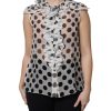 White Black Polka Dot Cotton Sleeveless Top - Image 2