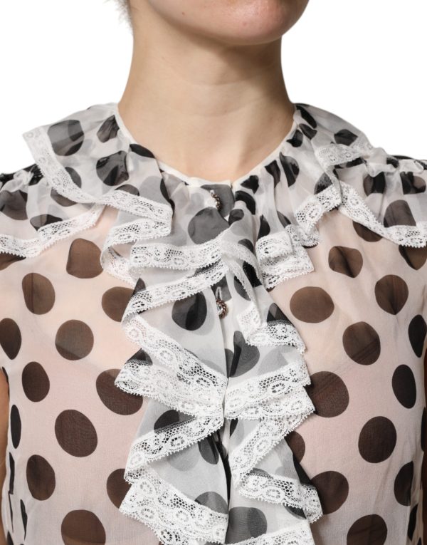 White Black Polka Dot Cotton Sleeveless Top - Image 6