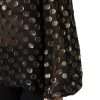 Black Sheer Tied Neck Polka Dots Blouse Top - Image 8