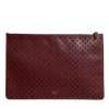 Burgundy Black Logo Embellished Men Zip Flat Pouch Bag - Image 2