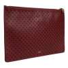 Burgundy Black Logo Embellished Men Zip Flat Pouch Bag - Image 3