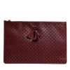Burgundy Black Logo Embellished Men Zip Flat Pouch Bag - Image 4
