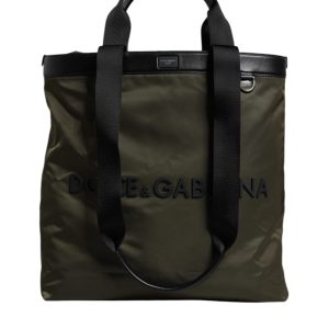 Military Green Nylon Shoulder Strap Tote Bag