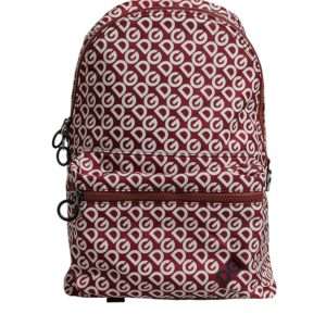 Red White DG Logo Print Nylon Travel Backpack Bag