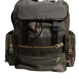 Military Green Patchwork School Backpack Bag