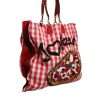 Red Checkered Embellished Shopping Tote Cotton Bag - Image 3
