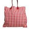 Red Checkered Embellished Shopping Tote Cotton Bag - Image 4