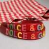 Red Checkered Embellished Shopping Tote Cotton Bag - Image 5